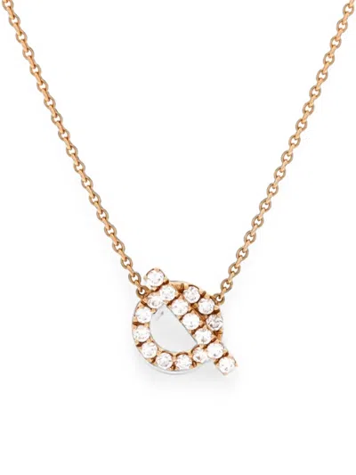 Pre-owned Hermes Finesse Pendant 18k Rose Gold And Diamonds Necklace In Pink