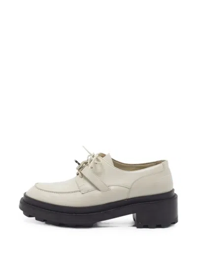 Pre-owned Hermes First Derby Kelly Buckle Loafers In Neutral