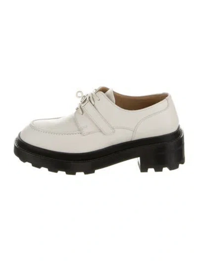 Pre-owned Hermes First Derby Leather Oxfords In White