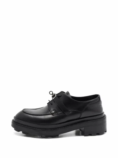 Pre-owned Hermes First Kelly-buckle Derby Shoes In Black