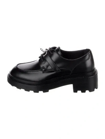 Pre-owned Hermes First Leather Oxfords In Black