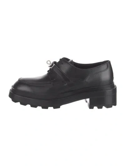 Pre-owned Hermes First Leather Oxfords In Black