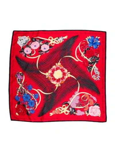 Pre-owned Hermes Fleurs De L'opera Silk Scarf In Red