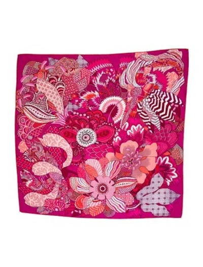 Pre-owned Hermes Fleurs D'indiennes Silk Scarf In Pink