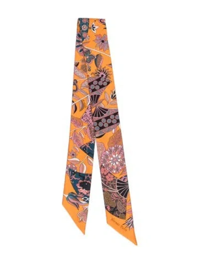 Pre-owned Hermes Fleurs Et Papillons De Tissus Silk Twilly Scarf In Multi