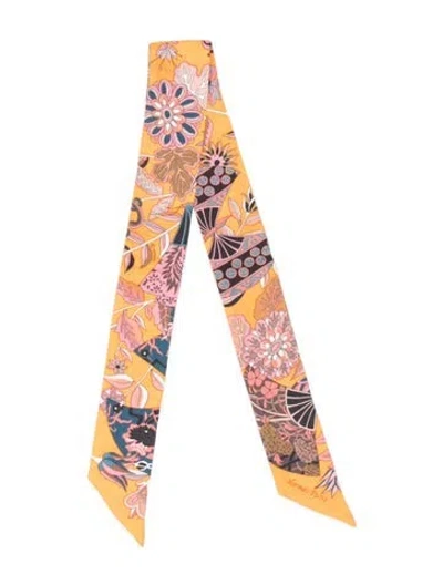 Pre-owned Hermes Fleurs Et Papillons De Tissus Silk Twilly Scarf In Pink