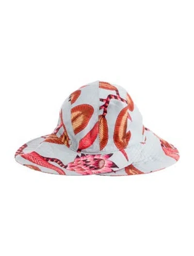 Pre-owned Hermes Fleurs Savana Printed Hat In Blue