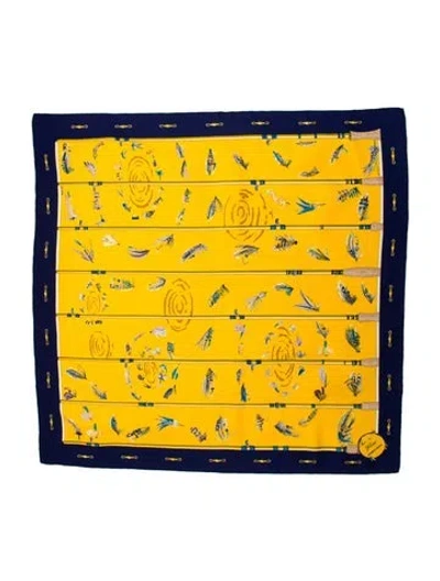 Pre-owned Hermes Flies Silk Scarf In Multi