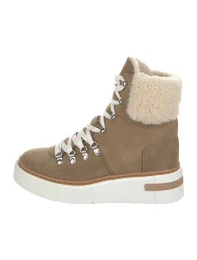 Pre-owned Hermes Flocon H Logo Hiking Boots In Brown