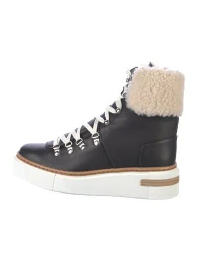 Pre-owned Hermes Flocon H Logo Lace-up Boots In Black