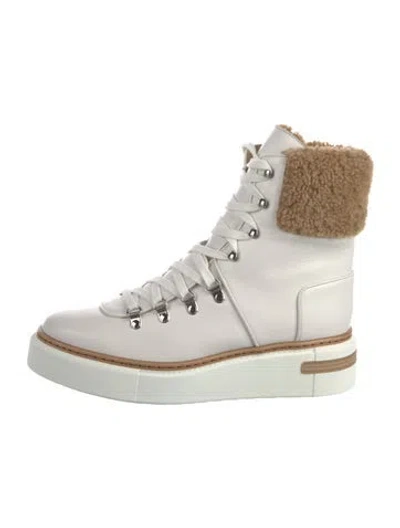 Pre-owned Hermes Flocon Leather Lace-up Boots In Brown