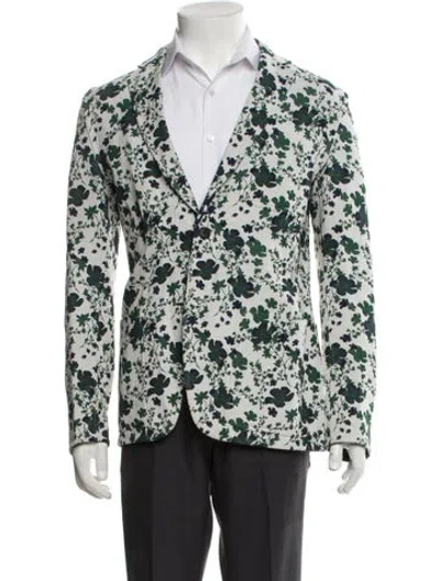 Pre-owned Hermes Floral Print Blazer In Green