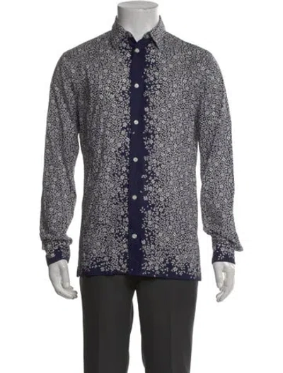 Pre-owned Hermes Floral Print Long Sleeve Dress Shirt In Multi