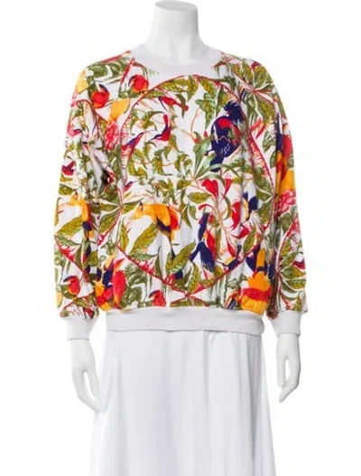Pre-owned Hermes Floral Print Scoop Neck Sweater In Neutral