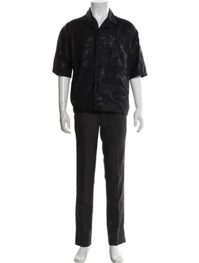Pre-owned Hermes Floral Print Short Sleeve Shirt In Black