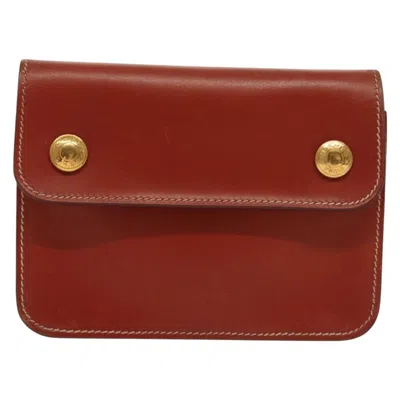 Pre-owned Hermes Hermès Floride Brown,gold Leather Clutch Bag ()