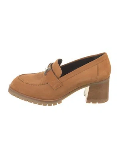 Pre-owned Hermes Foch 60 H Logo Pumps In Brown