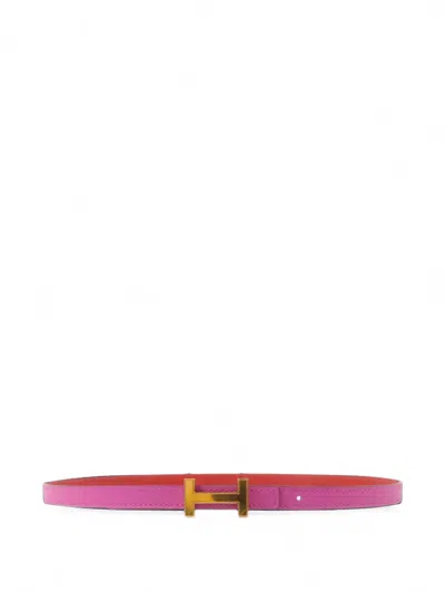Pre-owned Hermes Focus H-logo Belt In Pink