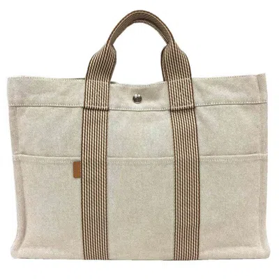 Pre-owned Hermes Fourre Tout Beige Ecru Natural Toile H Tote Bag () In Beige, Ecru, Natural