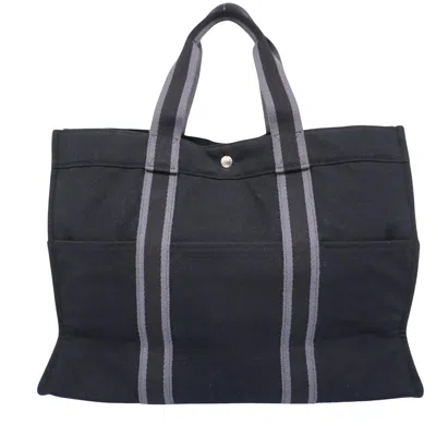 Hermes Hermès Fourre Tout Black Canvas Tote Bag ()