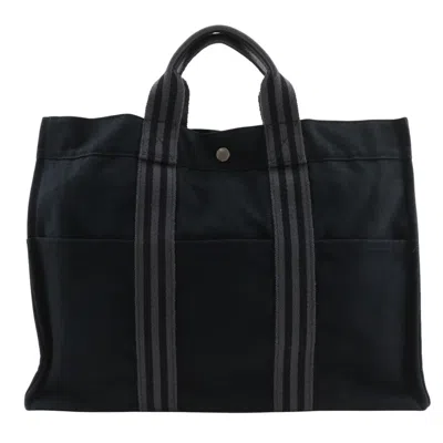 Pre-owned Hermes Fourre Tout Black Cotton Handbag Tote Bag ()