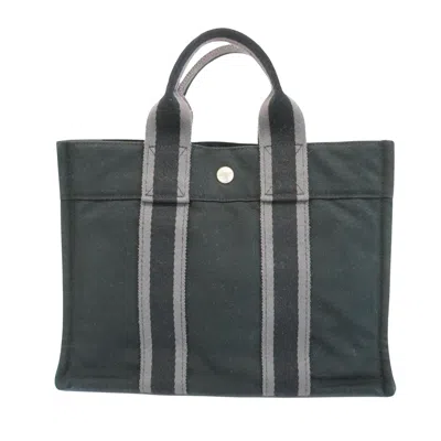 Hermes Fourre Tout Canvas Tote Bag () In Black