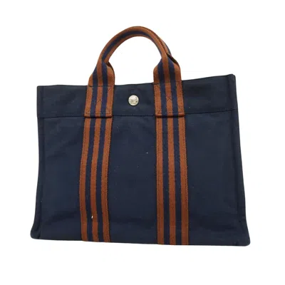 Hermes Hermès Fourre Tout Navy Canvas Tote Bag ()