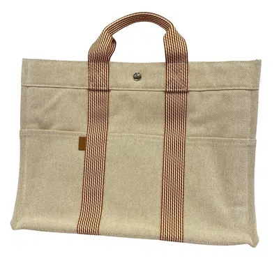 Hermes Fourre Tout Canvas Tote Bag () In Brown