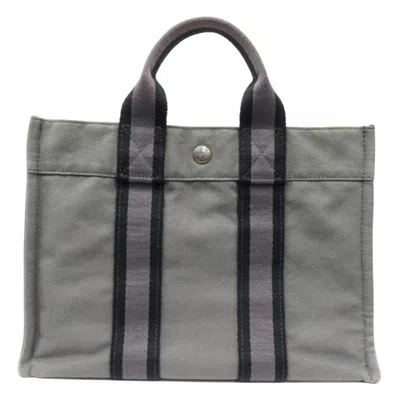 Pre-owned Hermes Fourre Tout Gray Canvas Tote Bag ()