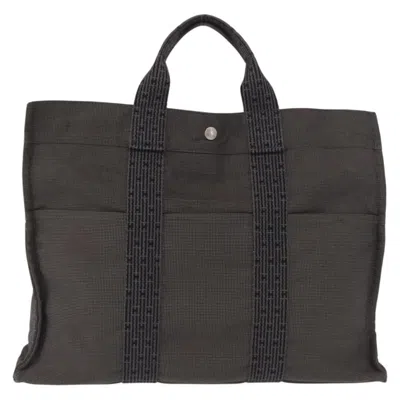 Pre-owned Hermes Fourre-tout Herline Canvas Gray Canvas Tote Bag Bag ()
