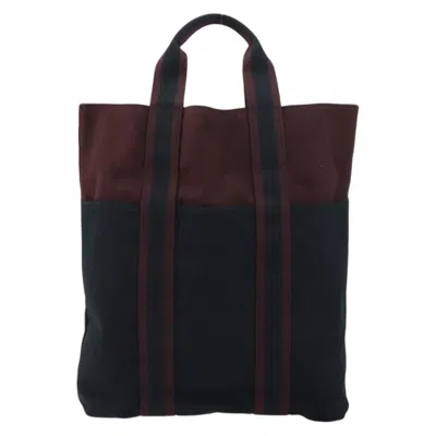 Pre-owned Hermes Fourre-tout Herline Fourre-tout Herline Burgundy Canvas Tote Bag Bag ()