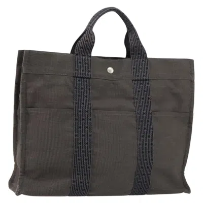 Pre-owned Hermes Fourre-tout Herline Fourre-tout Herline Gray Canvas Tote Bag Bag ()