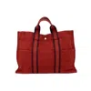 HERMES HERMÈS FOURRE TOUT RED COTTON TOTE BAG (PRE-OWNED)