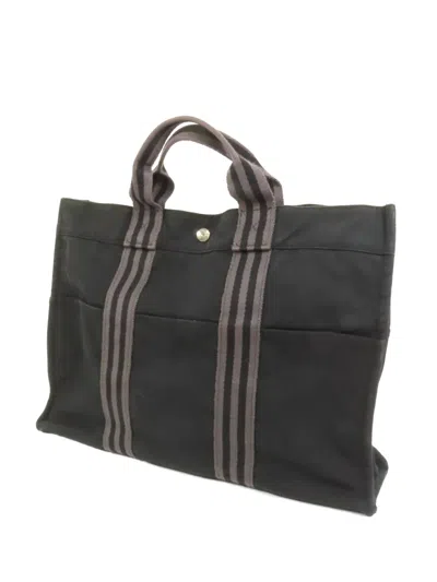 Pre-owned Hermes Fourre Tout Tote Bag In Black