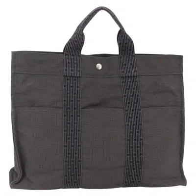 Pre-owned Hermes Fourre Tout Tote Canvas Gray Canvas Bag ()