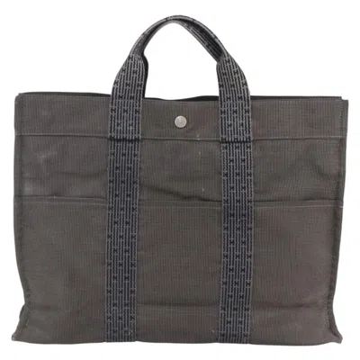 Pre-owned Hermes Fourre Tout Tote Canvas Gray Canvas Tote Bag Bag ()