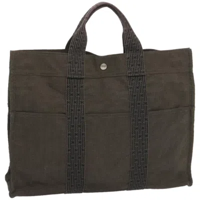 Pre-owned Hermes Fourre-tout Herline Canvas Gray Canvas Tote Bag Bag ()