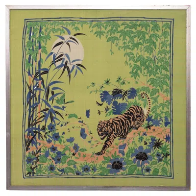 Pre-owned Hermes Framed Silk Scarf Hermès, Designed By British Artist Alice Shirley. 1960s France In Brown