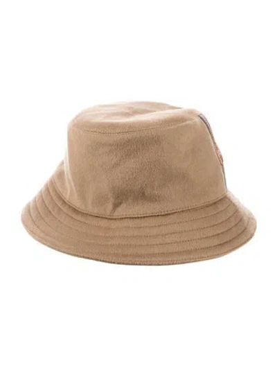 Pre-owned Hermes Fred H Stripe Bucket Hat  W/tags In Brown