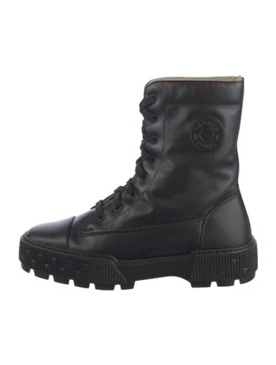 Pre-owned Hermes Fresh H Logo Combat Boots In Black