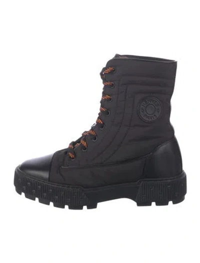Pre-owned Hermes Fresh Nylon Combat Boots In Black