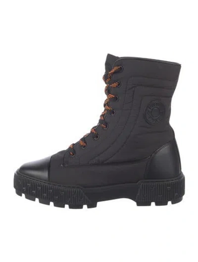 Pre-owned Hermes Fresh Nylon Combat Boots In Blue