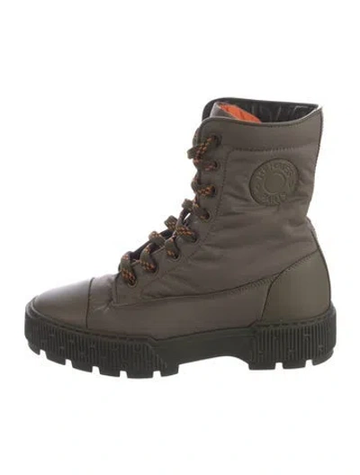 Pre-owned Hermes Fresh Nylon Combat Boots In Green