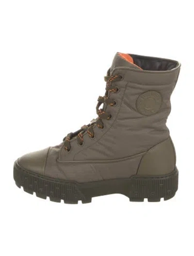 Pre-owned Hermes Fresh Nylon Combat Boots In Green