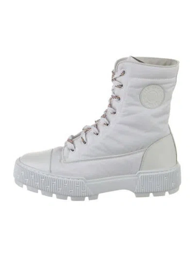 Pre-owned Hermes Fresh Nylon Combat Boots In White