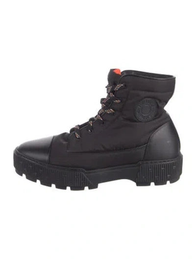 Pre-owned Hermes Fresh Nylon Lace-up Boots In Black