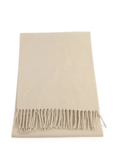 Pre-owned Hermes Fringed Cashmere Scarf In Neutral