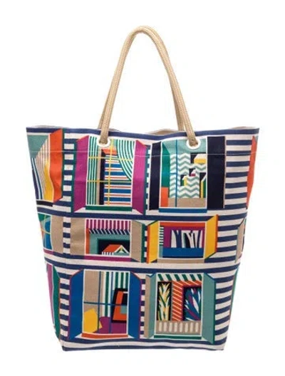 Pre-owned Hermes From My Window Beach Bag In Blue