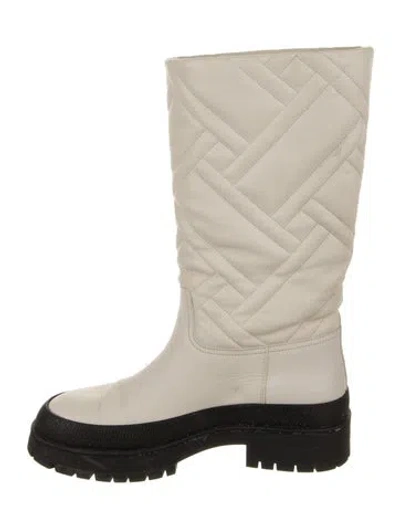 Pre-owned Hermes Fuji Leather Boots In Neutral
