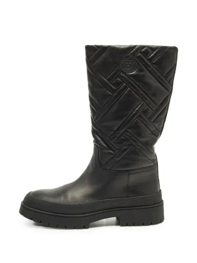 Pre-owned Hermes Fuji Quilted Mid-calf Boots In Black